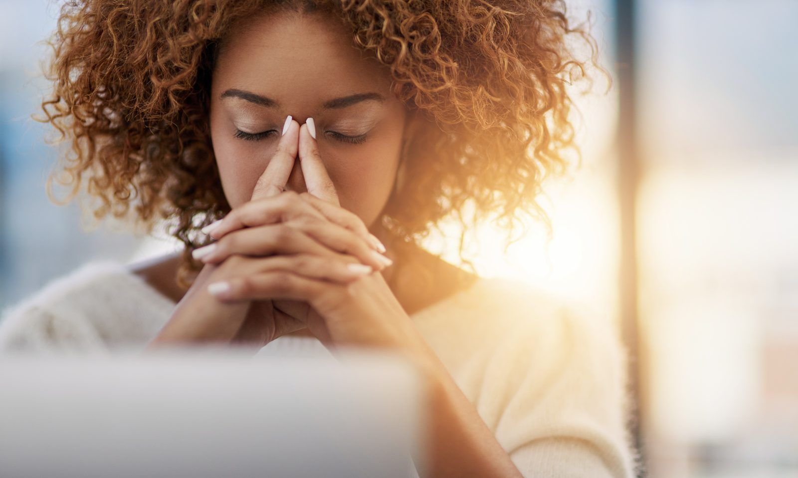Tired woman experiencing mental fog